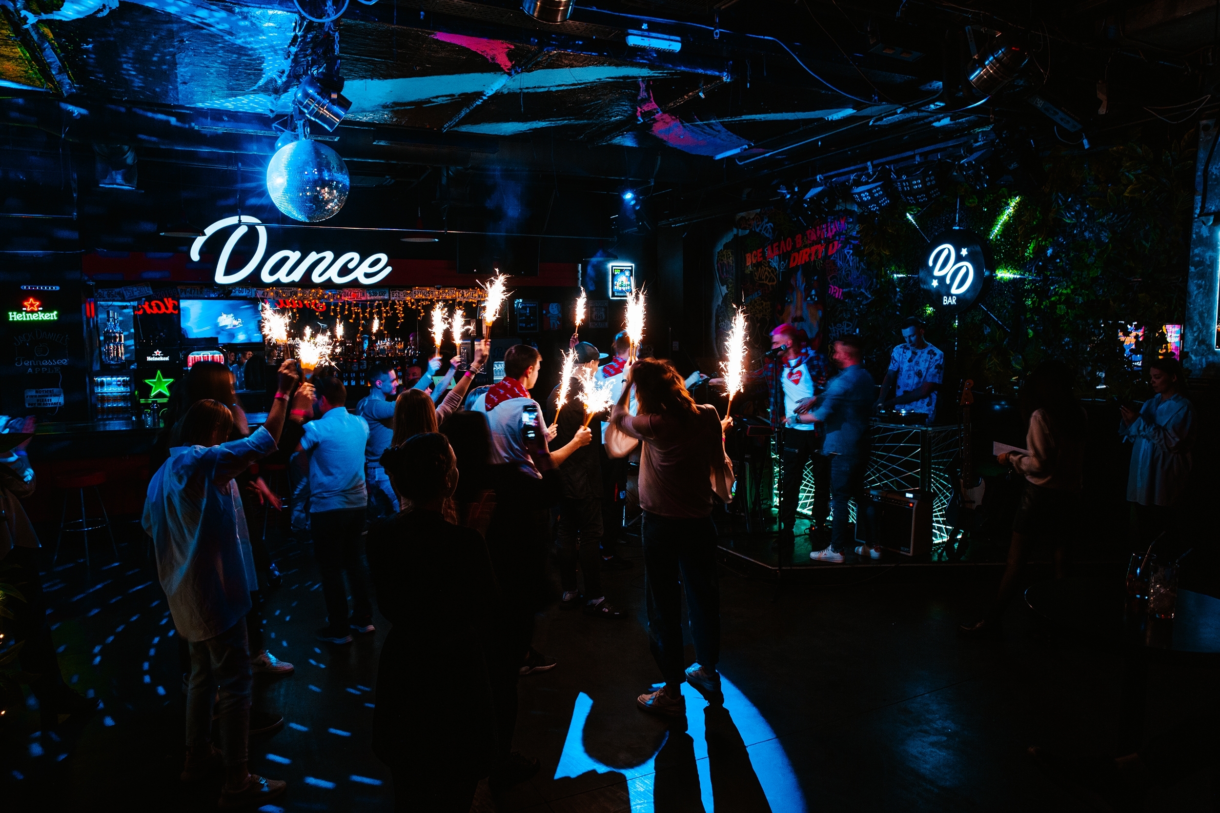 Low lit nightclub in Berlin, Germany