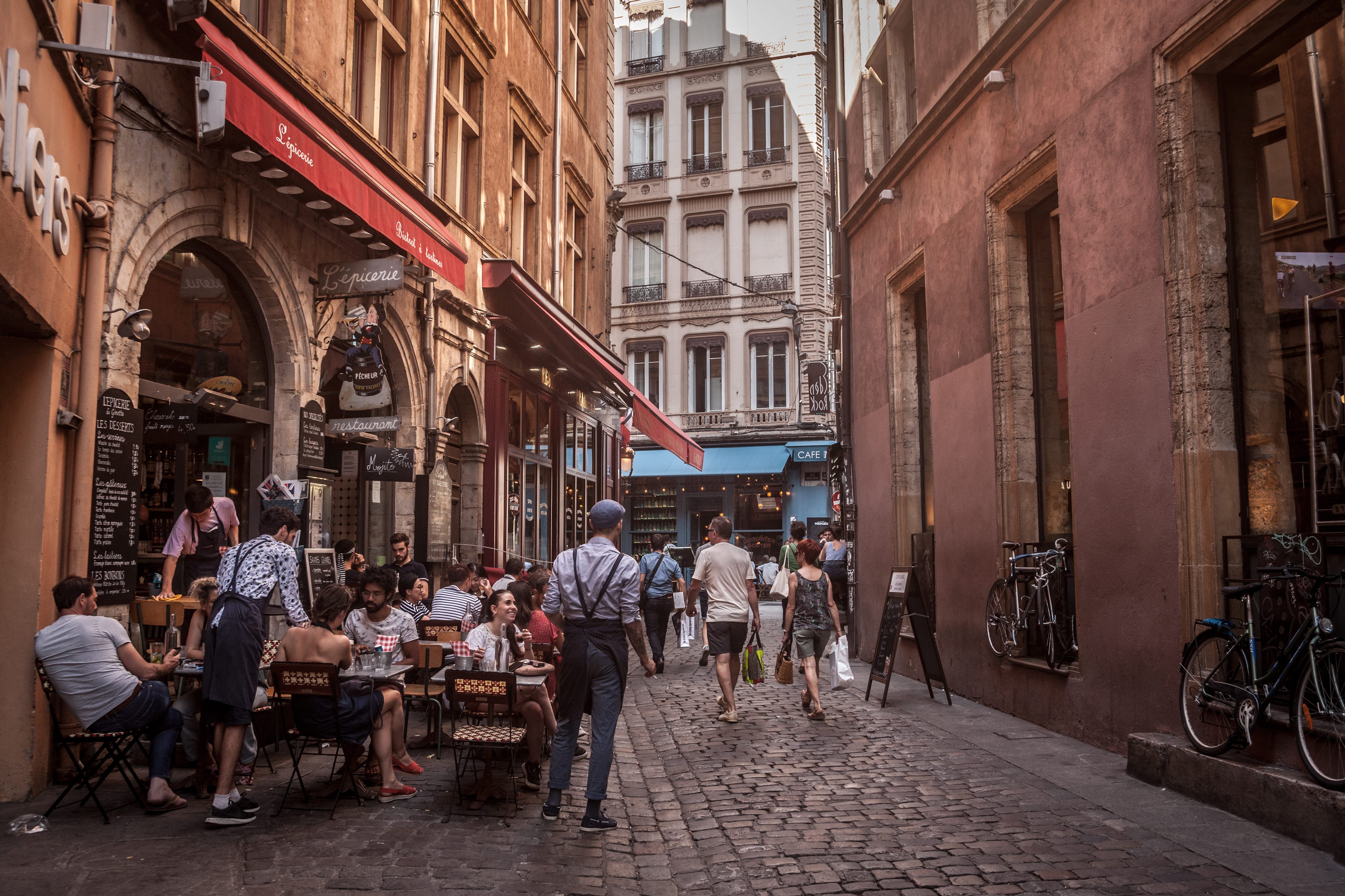Traditional French restaurant in Old Lyon, France