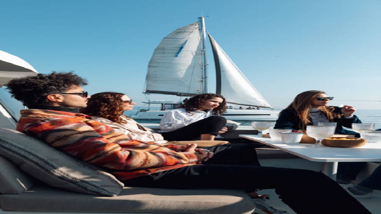 4 hours private luxury catamaran Barcelona (Bali 4.2)