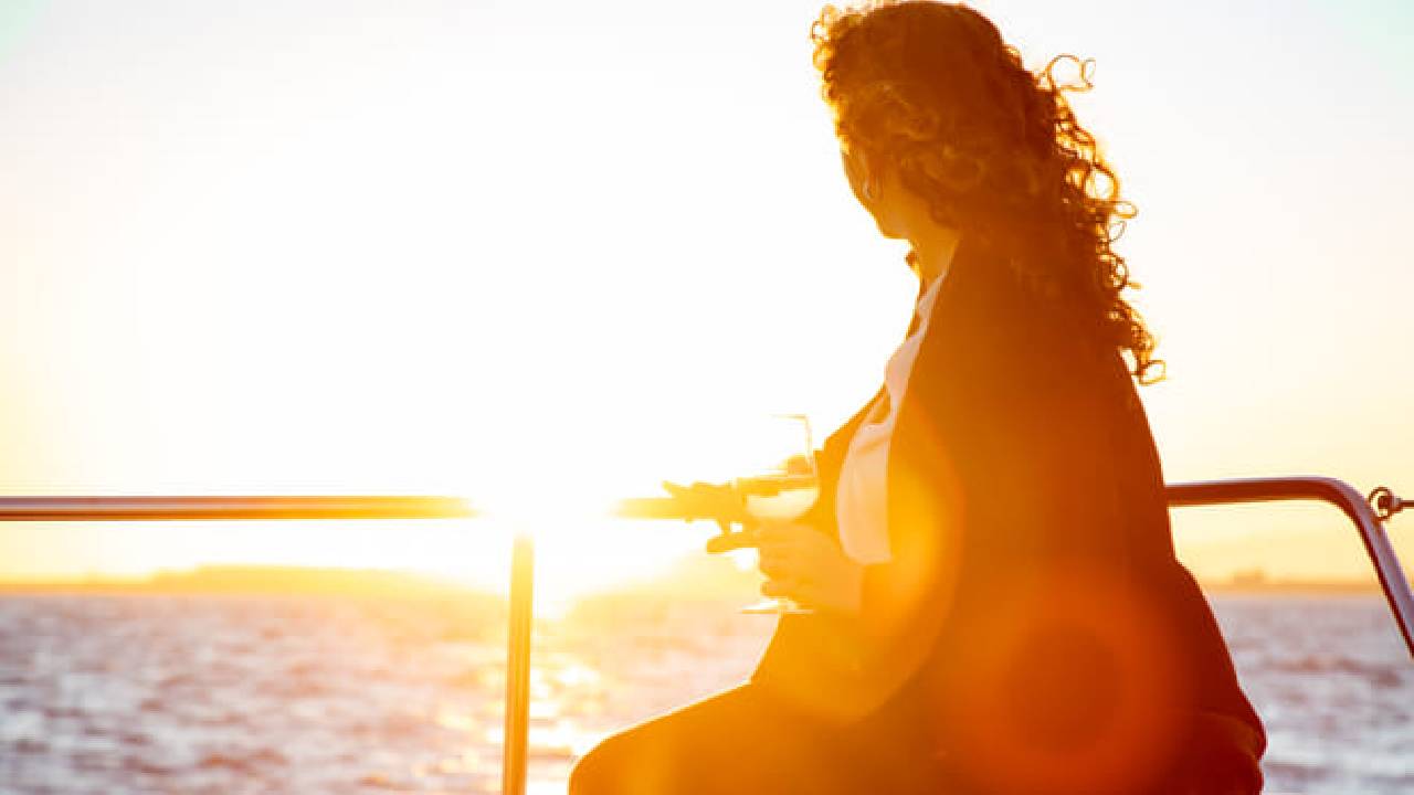 Sunset on a catamaran