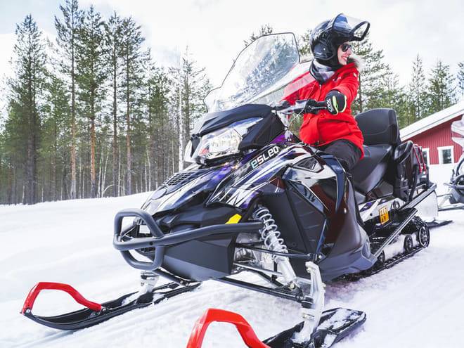 Taste of electric snowmobiling safari, Rovaniemi