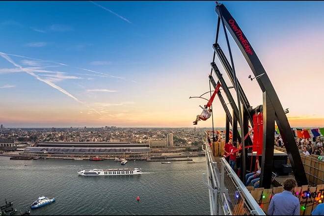Adam Lookout Amsterdam with drinks and Eye Filmmuseum Ticket