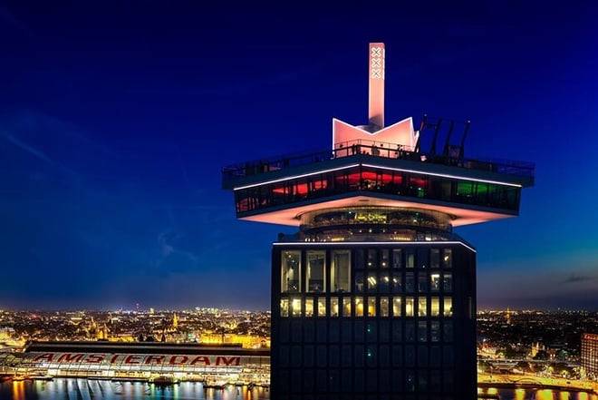 Adam Lookout Amsterdam with drinks and Eye Filmmuseum Ticket